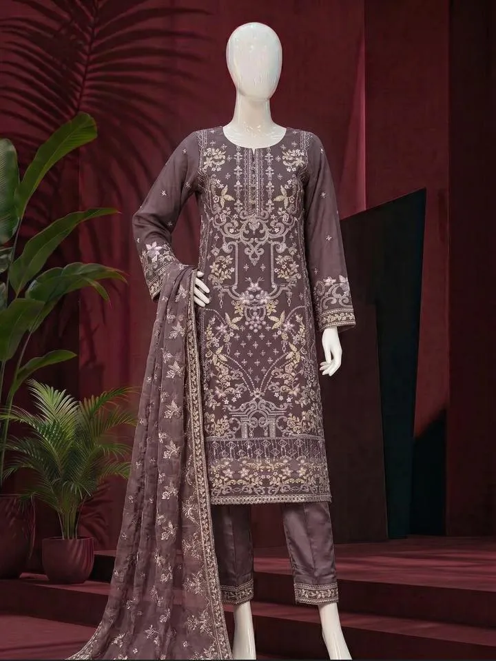 Dark Mauve Embroidered 3-Piece Collection