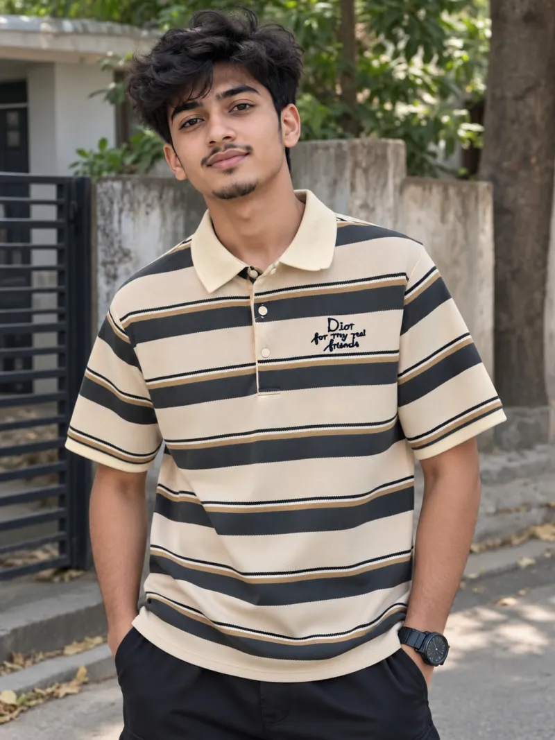 Premium China Polo Fabric - Cream, Black & Khaki 
