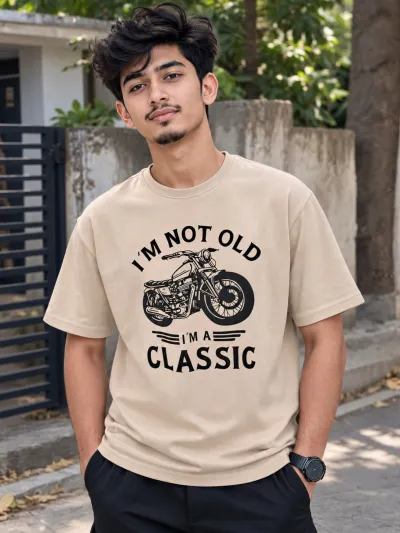Premium Fabric Drop Shoulder T-Shirt  - Beige 