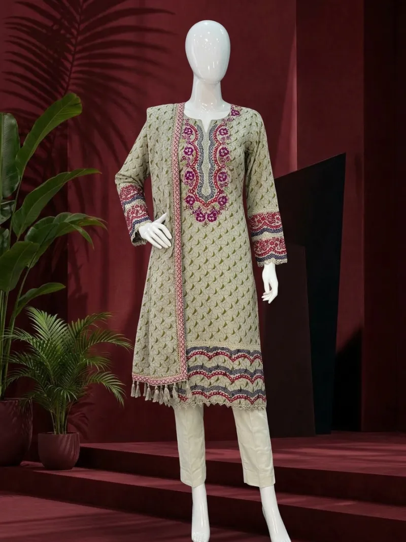 Exclusive Printed & Embroidered 3-Piece