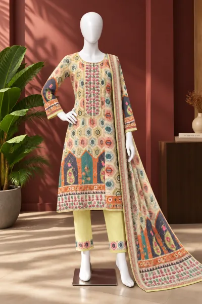 Multicolor Printed 3-Piece