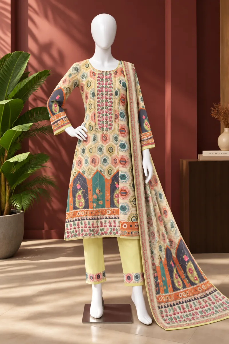 Multicolor Printed 3-Piece
