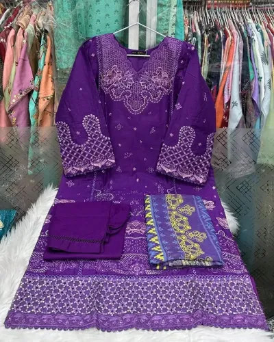 Royal Purple Embroidered Ladies Dress Set