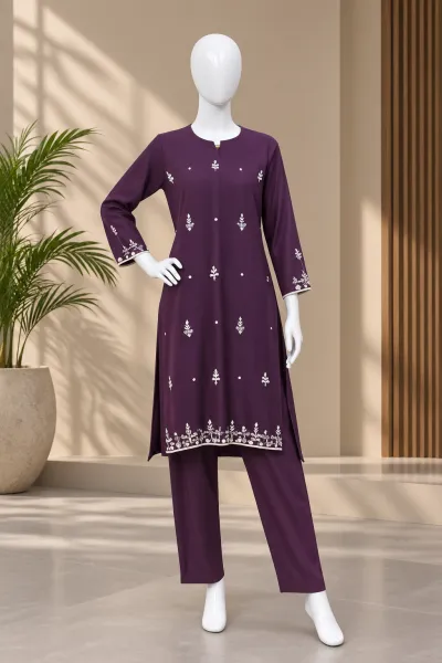 Premium Casual Two-Piece Set-Deep Plum / Dark Purple