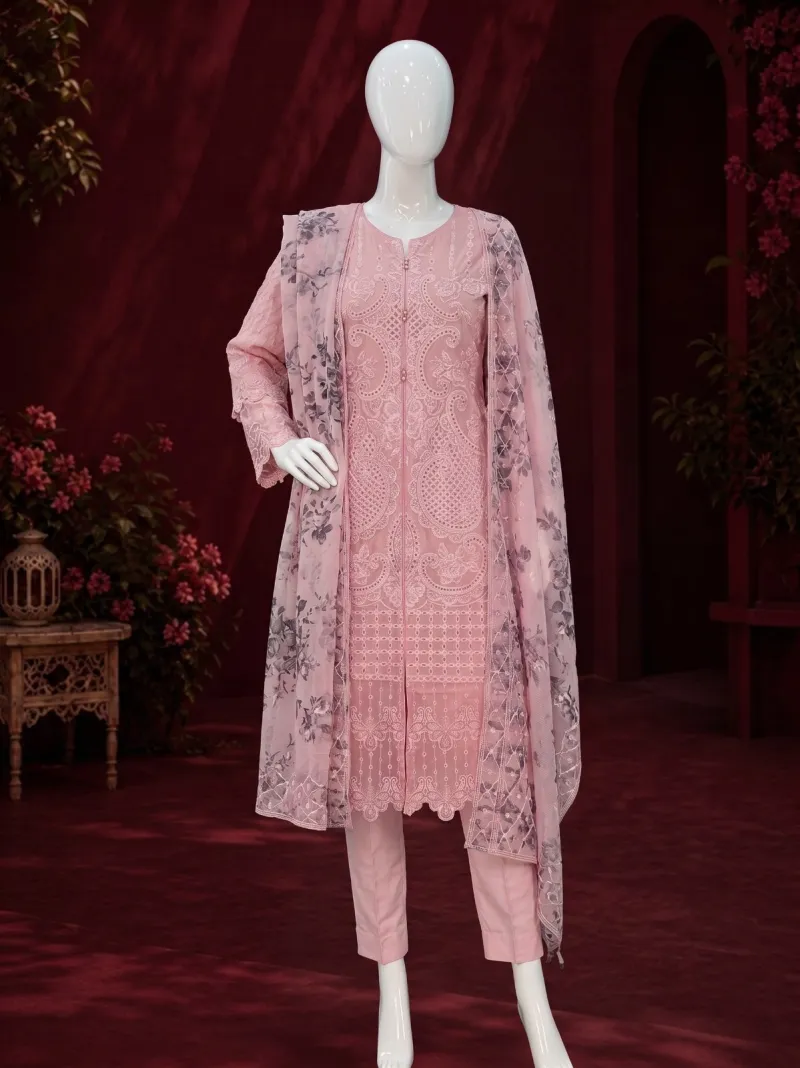  Dusty Rose Embroidered 3-Piece Suit
