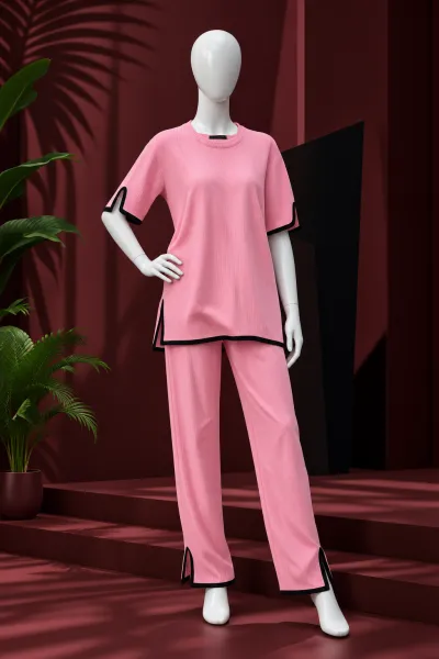 Premium Casual Two-Piece Set- Pink & Black