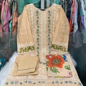 Premium Beige Embroidered Ladies Dress Set