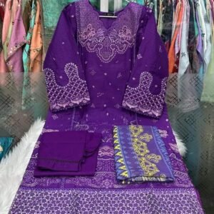 Royal Purple Embroidered Ladies Dress Set