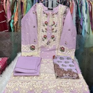 Premium Lilac Embroidered Ladies Dress Set