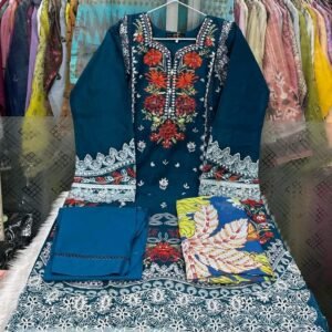 Premium Teal Embroidered Ladies Dress Set