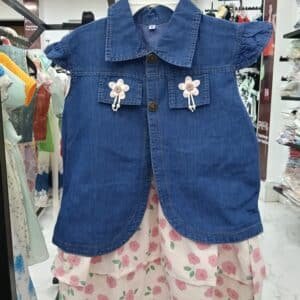 Cute Baby Girl Denim Jacket Dress Set