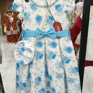 Blue Floral Princess Girls Dress Set