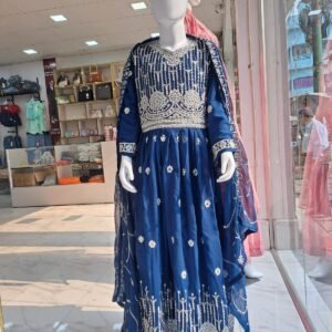 Royal Blue Embroidered Girls Party Dress